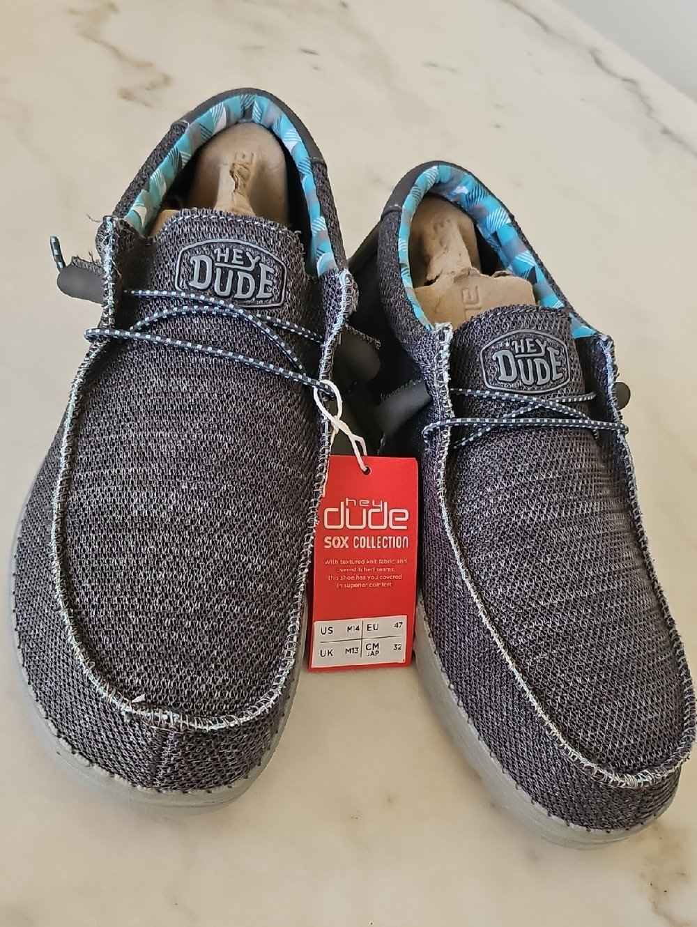 Hey Dude Men's Wally Knit Slip-On Charcoal Shoes — Size 14